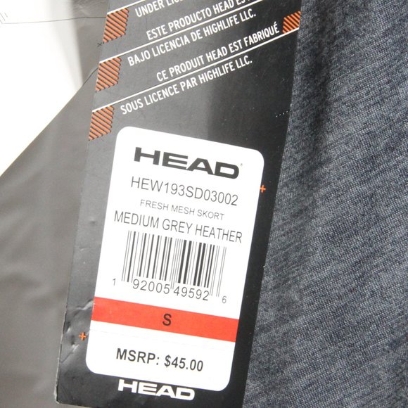 NWT HEAD Women's Fresh Mesh Med Grey Heather Athletic Tennis Skort Size Small - Picture 4 of 4